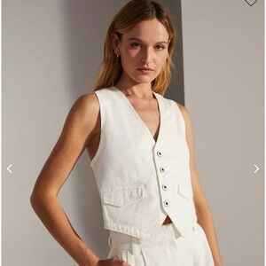 NWT $Favorite Daughter The Poppy White Denim Vest 100% Cotton